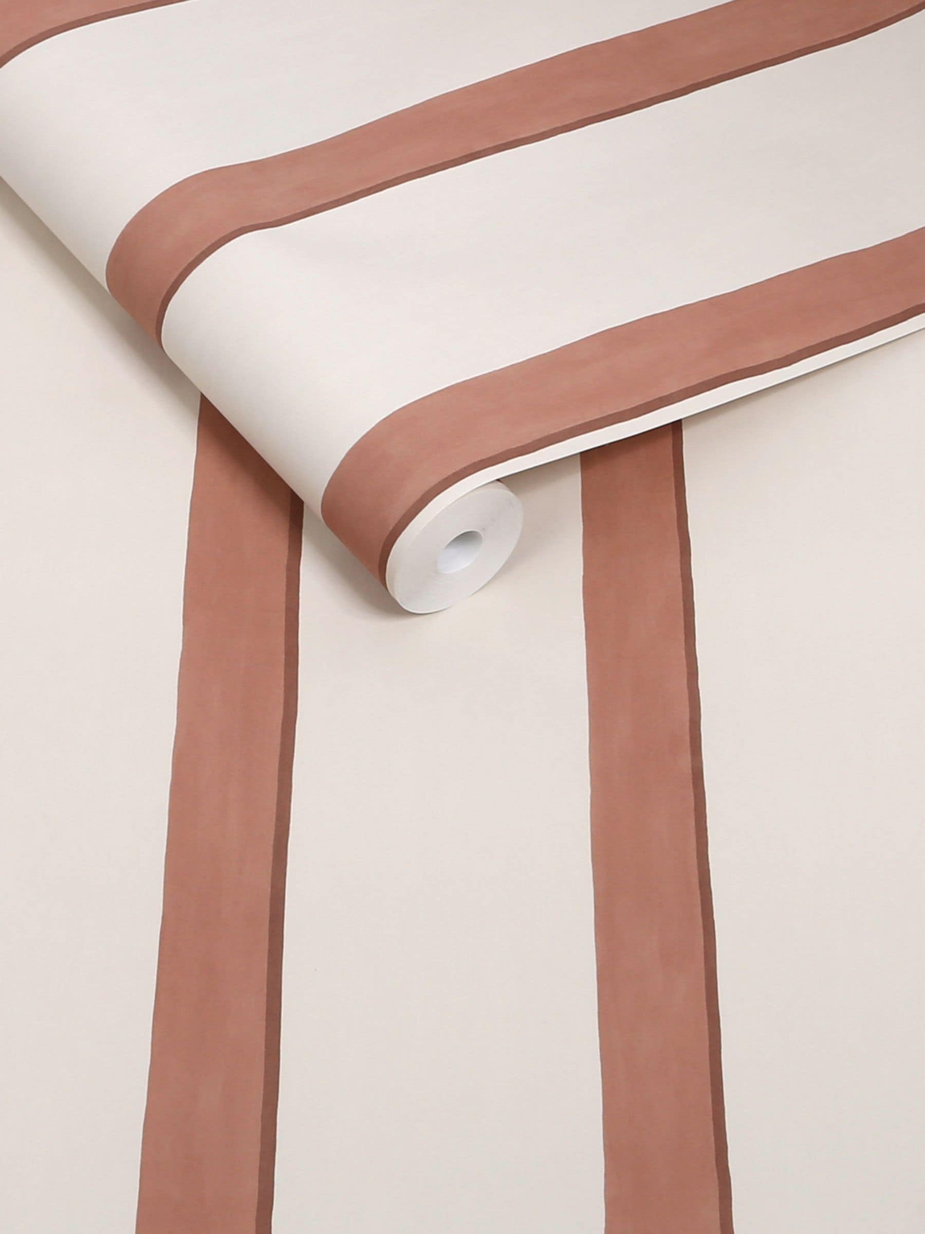 Rust Painted Stripe wallpaper sample A4, imported from the UK