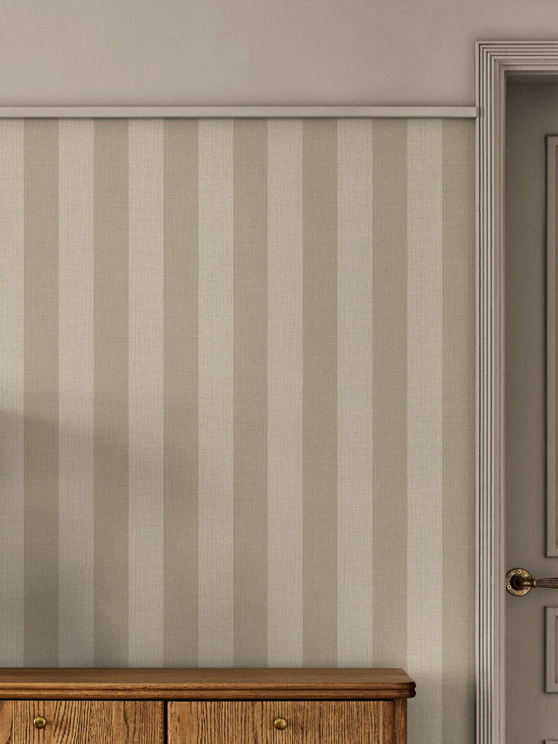 Wallpaper sample Warm Linen Stripe A4, imported from the UK