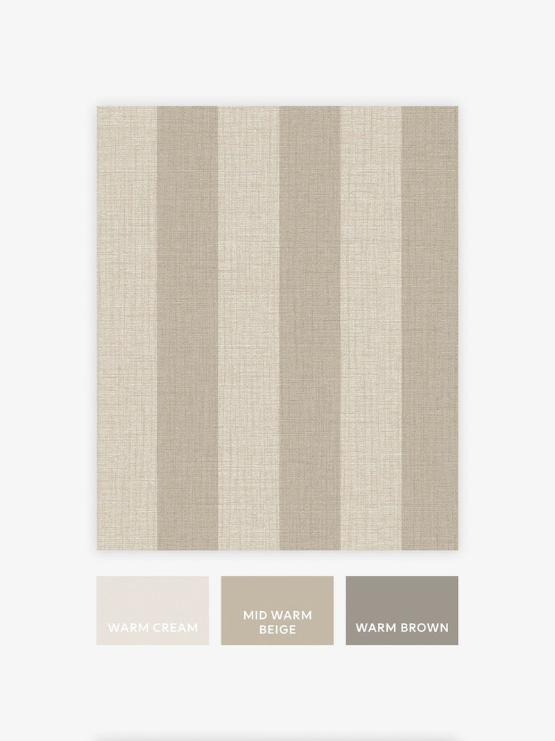 Wallpaper sample Warm Linen Stripe A4, imported from the UK