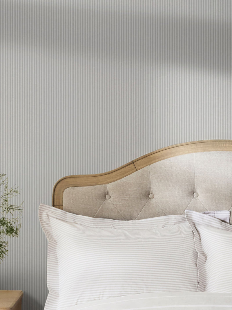Soft Grey Ticking Stripe wallpaper sample A4 (British brand)