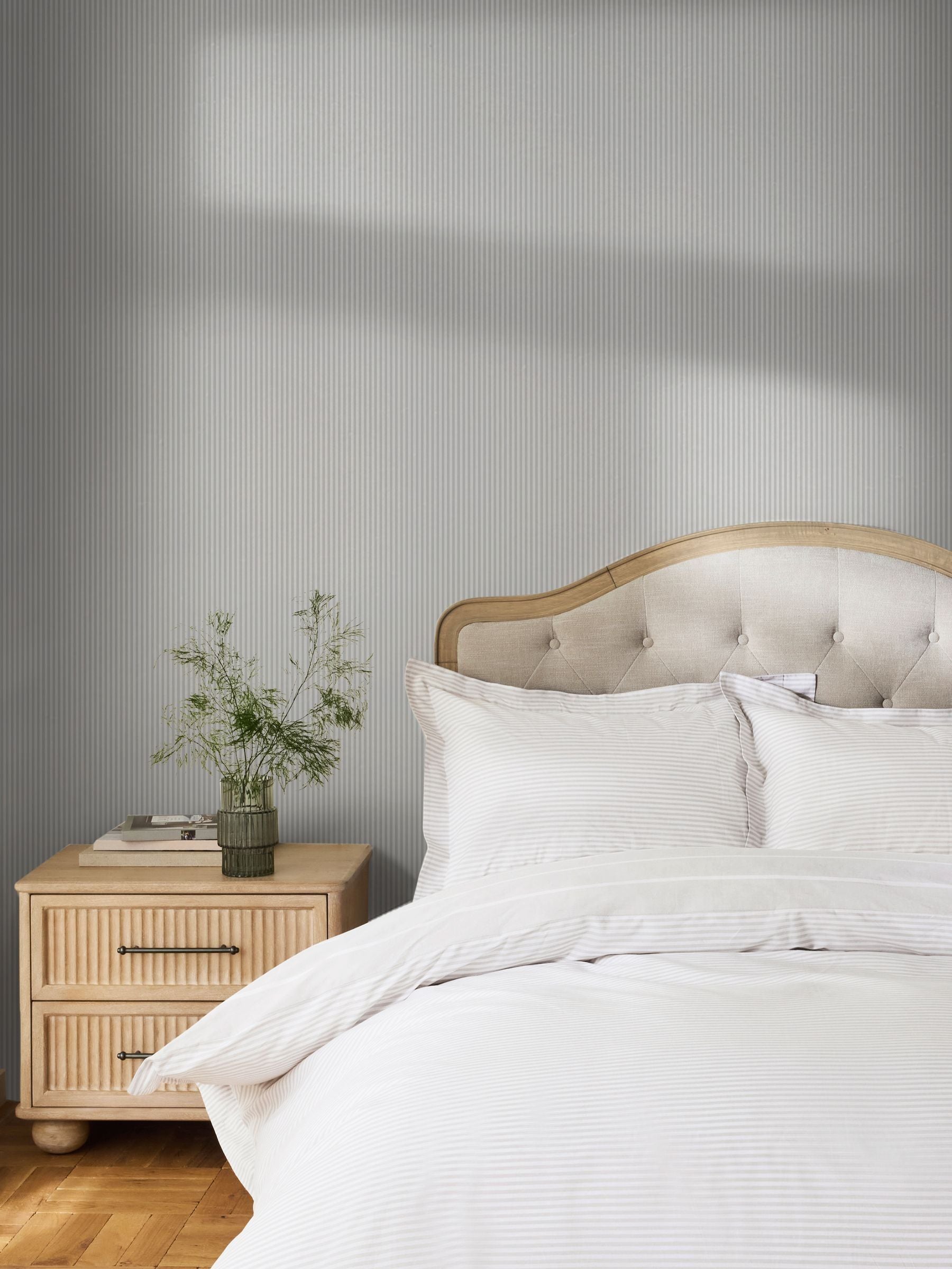 Soft Grey Ticking Stripe wallpaper sample A4 (British brand)