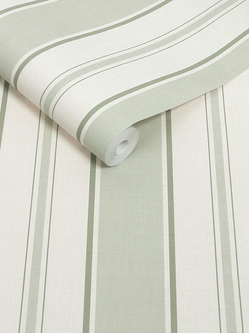 Sage Bold Country Stripe A4 Wallpaper Sample