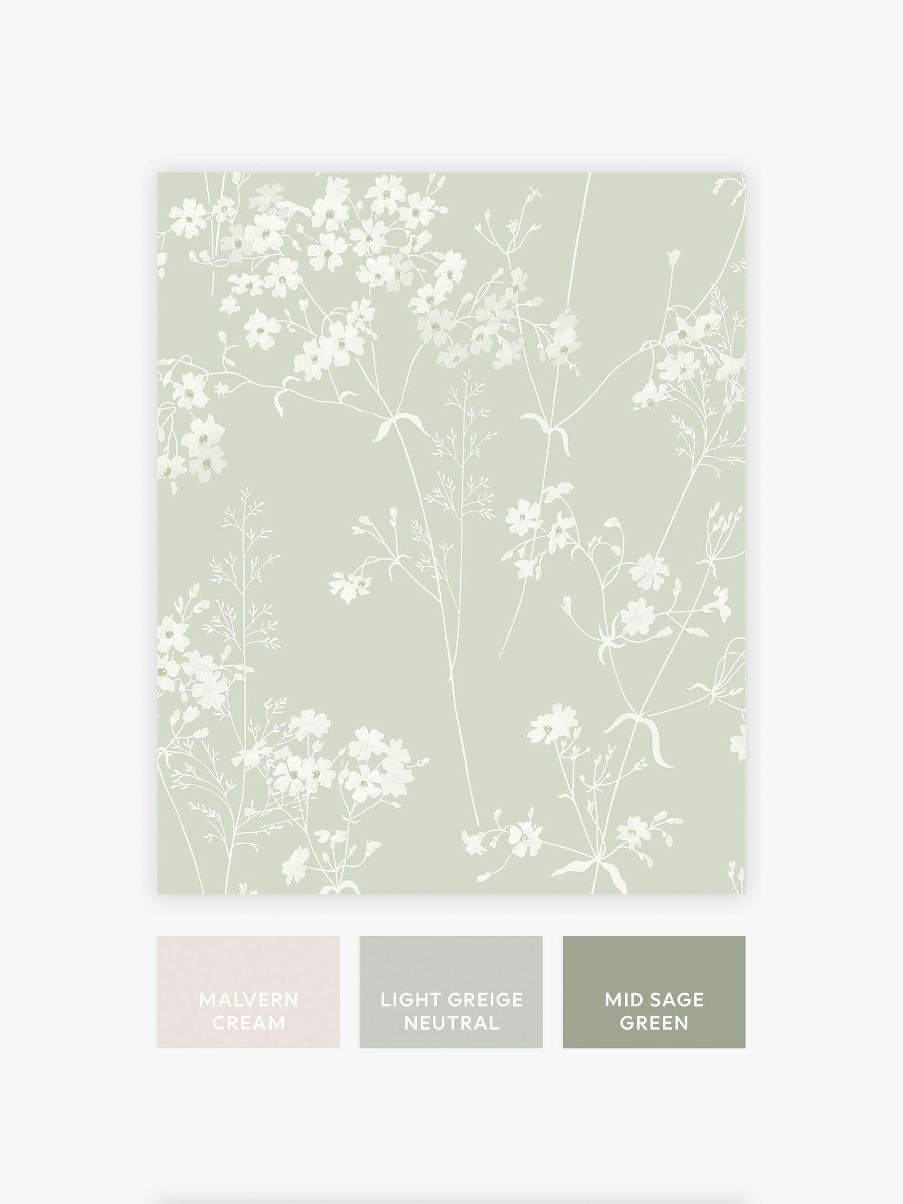Sage Country Leaves wallpaper sample A4, imported from the UK