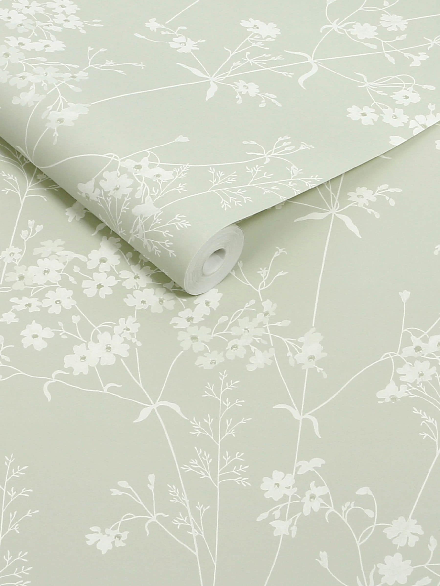 Sage Country Leaves wallpaper sample A4, imported from the UK