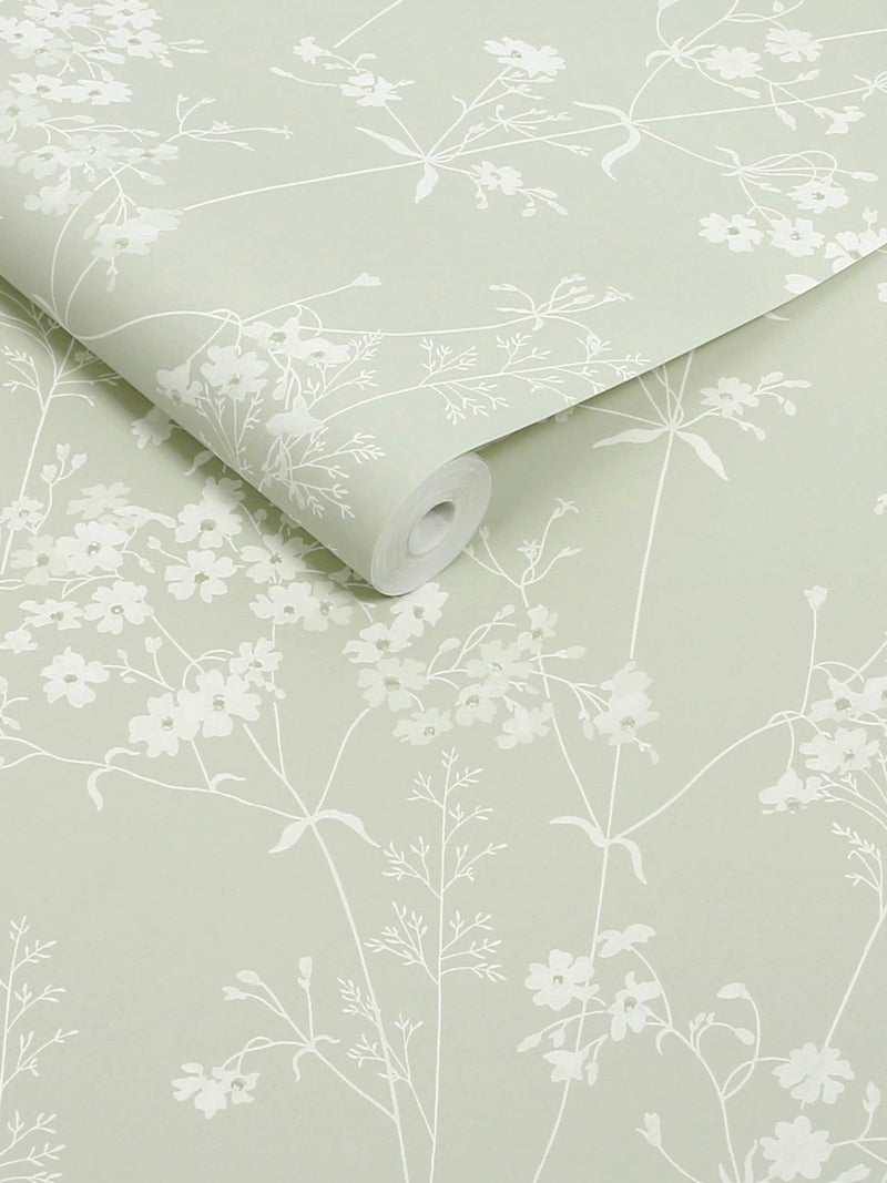 Sage Country Leaves wallpaper sample A4, imported from the UK
