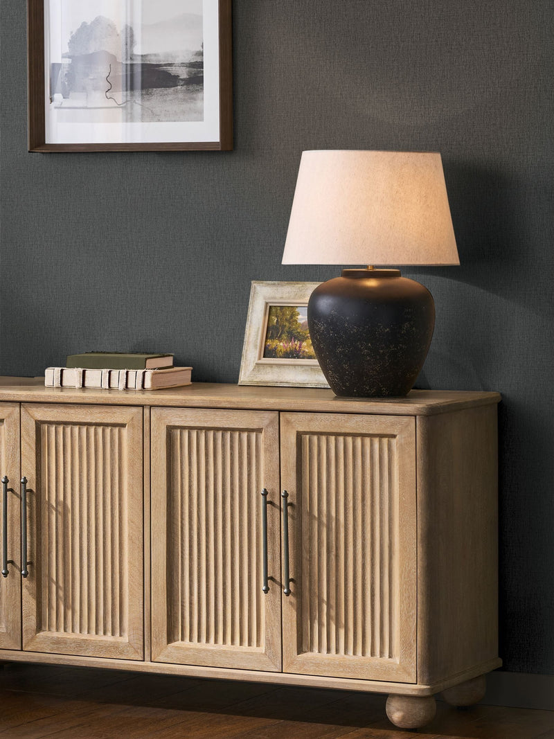 Charcoal linen look wallpaper sample A4 - British product