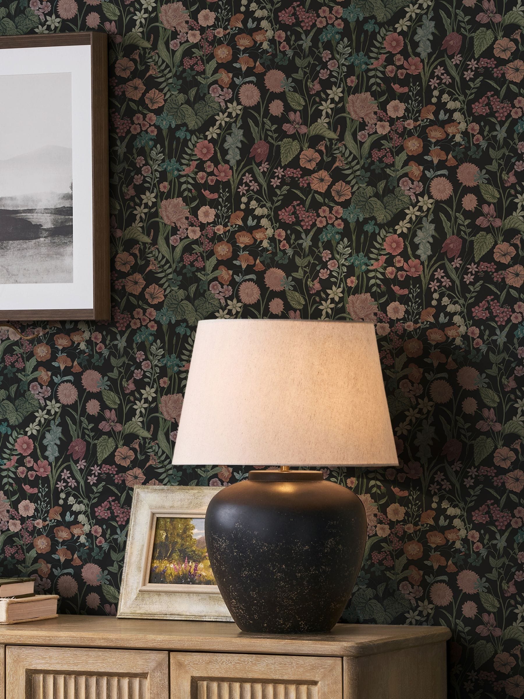 Night Botanical Floral wallpaper sample A4 (British brand)