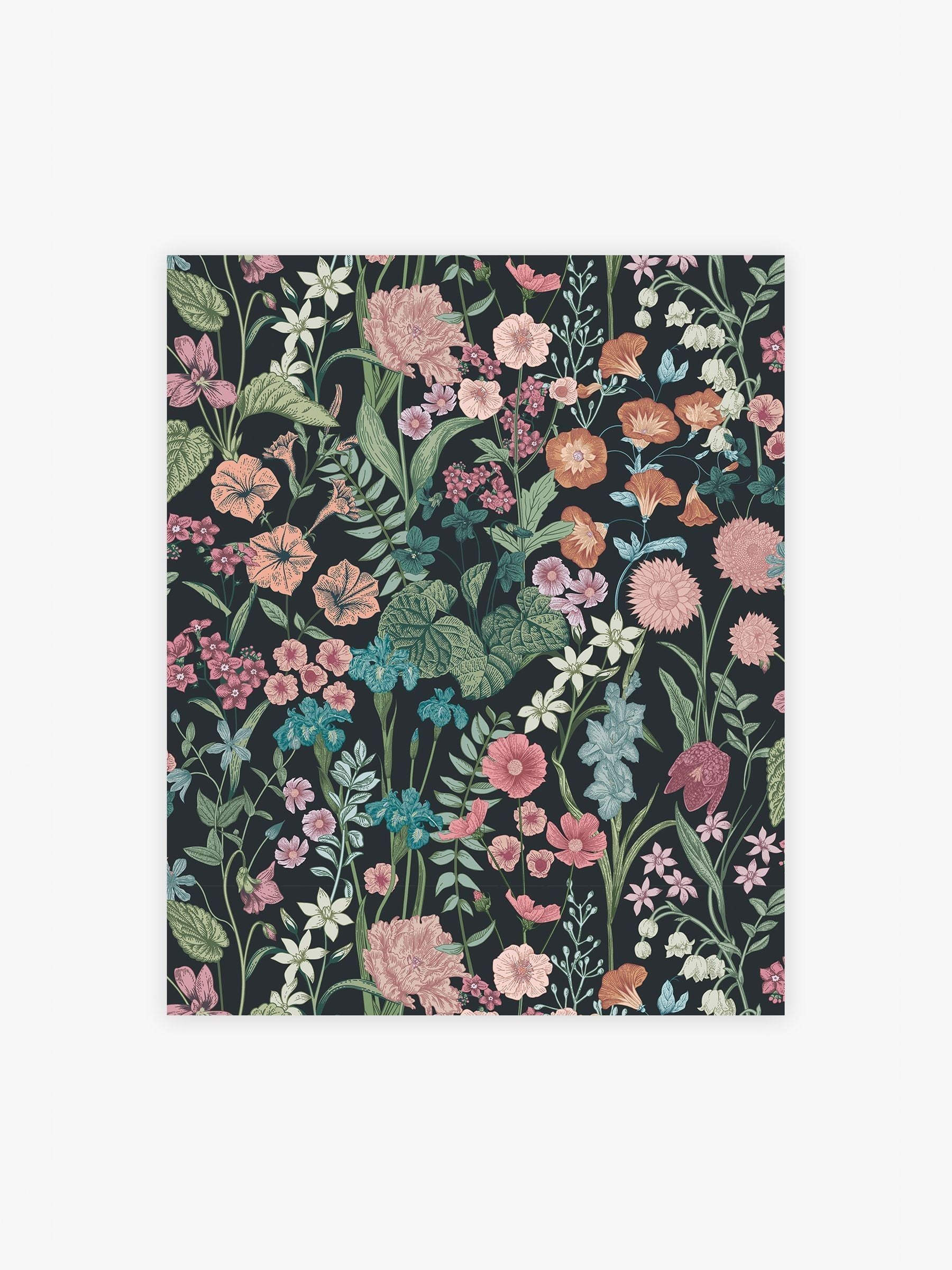 Night Botanical Floral wallpaper sample A4 (British brand)