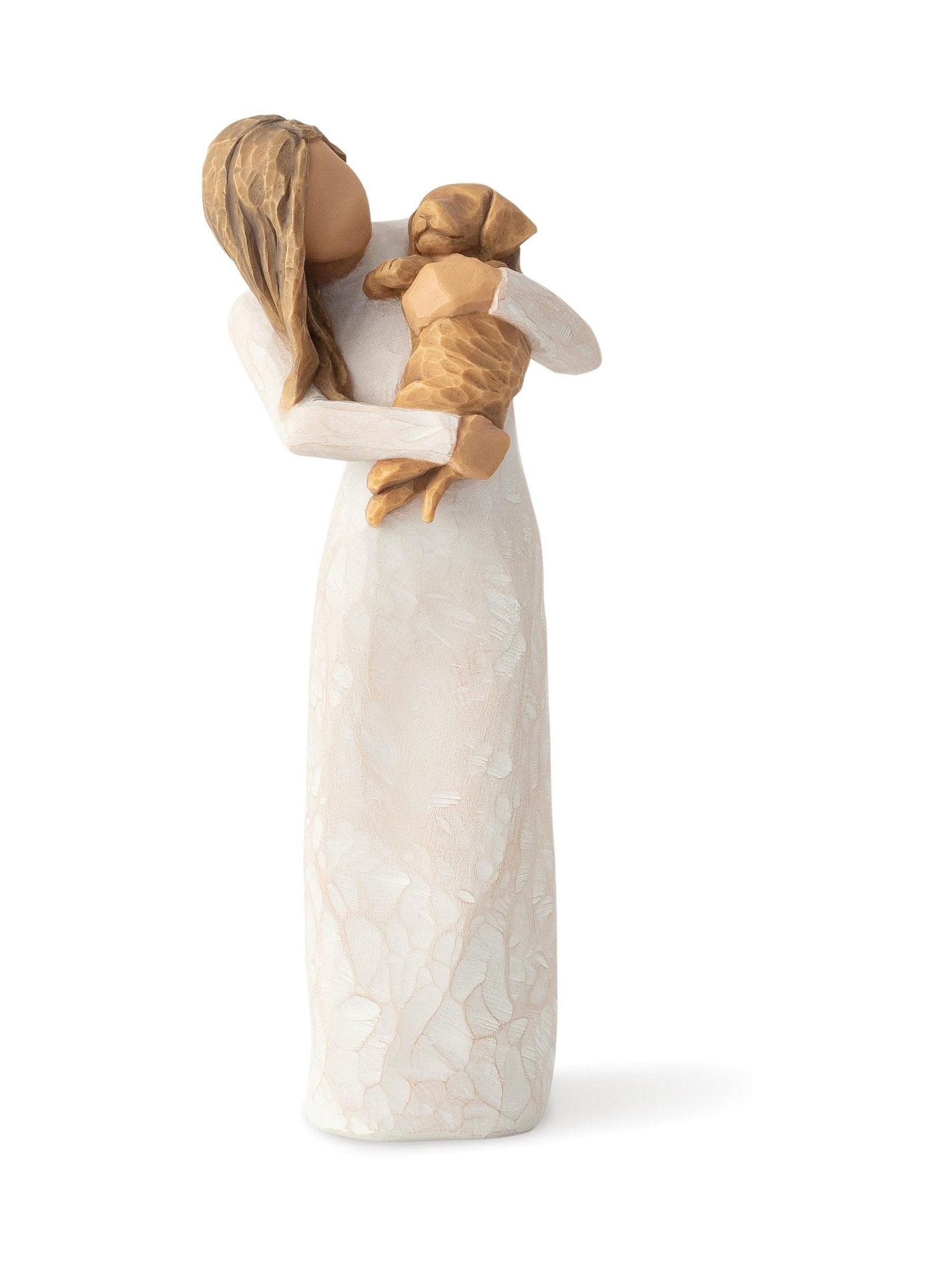 Willow Tree golden dog figurine off white, imported from the UK