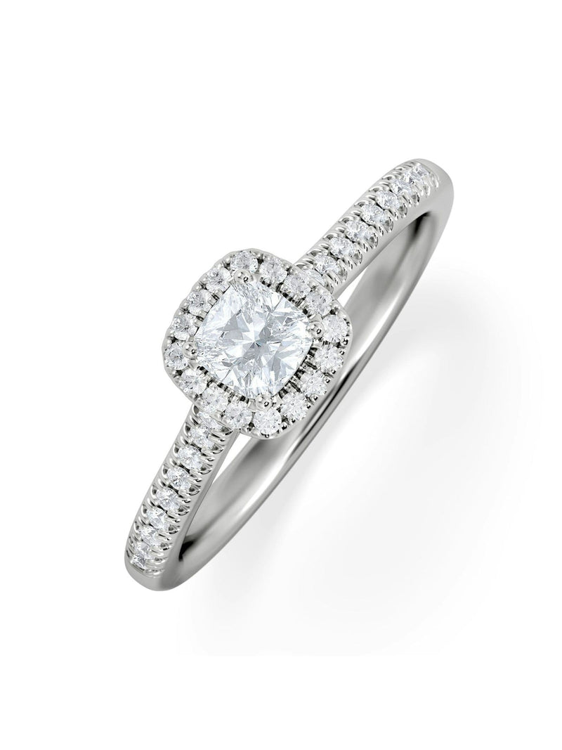 The Diamond Store Lumia 0.50ct cushion cut lab diamond halo (British brand)