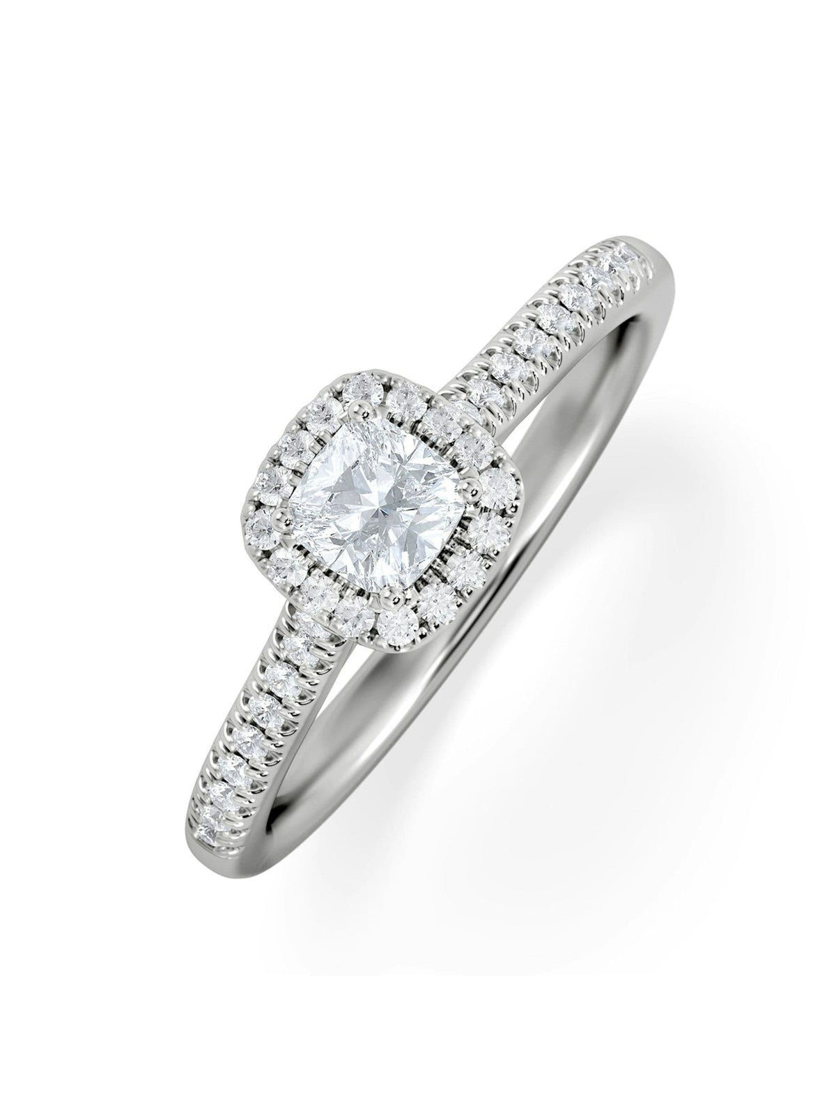 The Diamond Store Lumia 0.50ct cushion cut lab diamond halo (British brand)