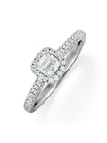The Diamond Store Lumia 0.50ct cushion cut lab diamond halo (British brand)