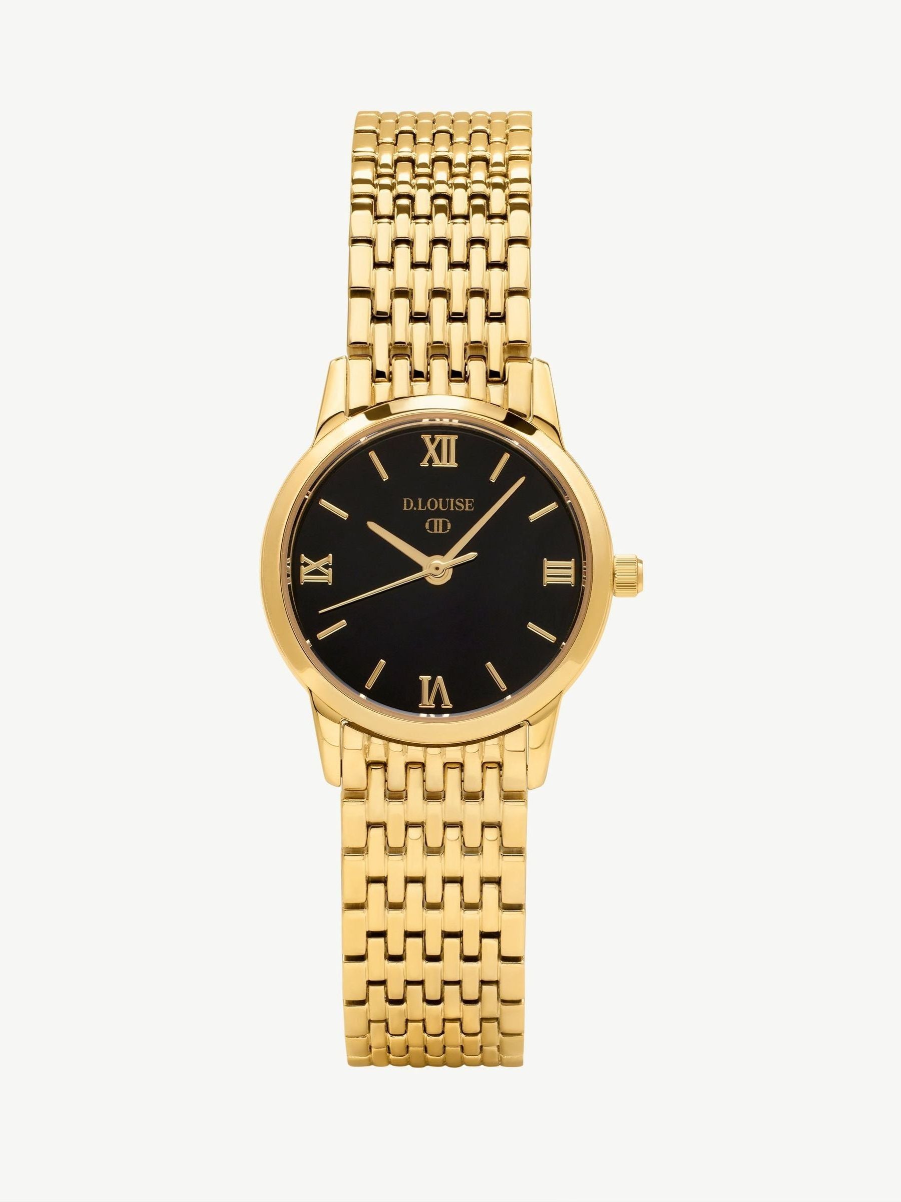 D.LOUISE gold tone classic link watch, imported from the UK
