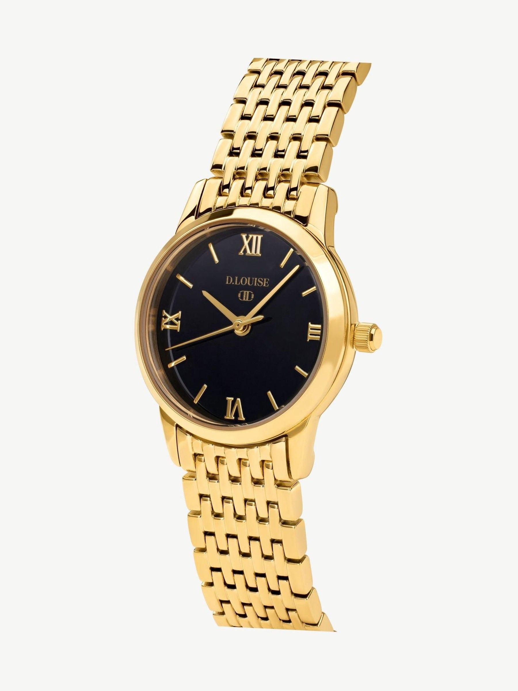 D.LOUISE gold tone classic link watch, imported from the UK