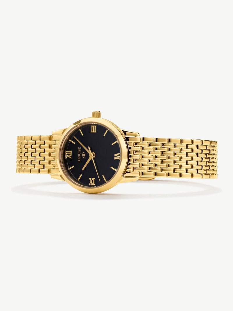 D.LOUISE gold tone classic link watch, imported from the UK