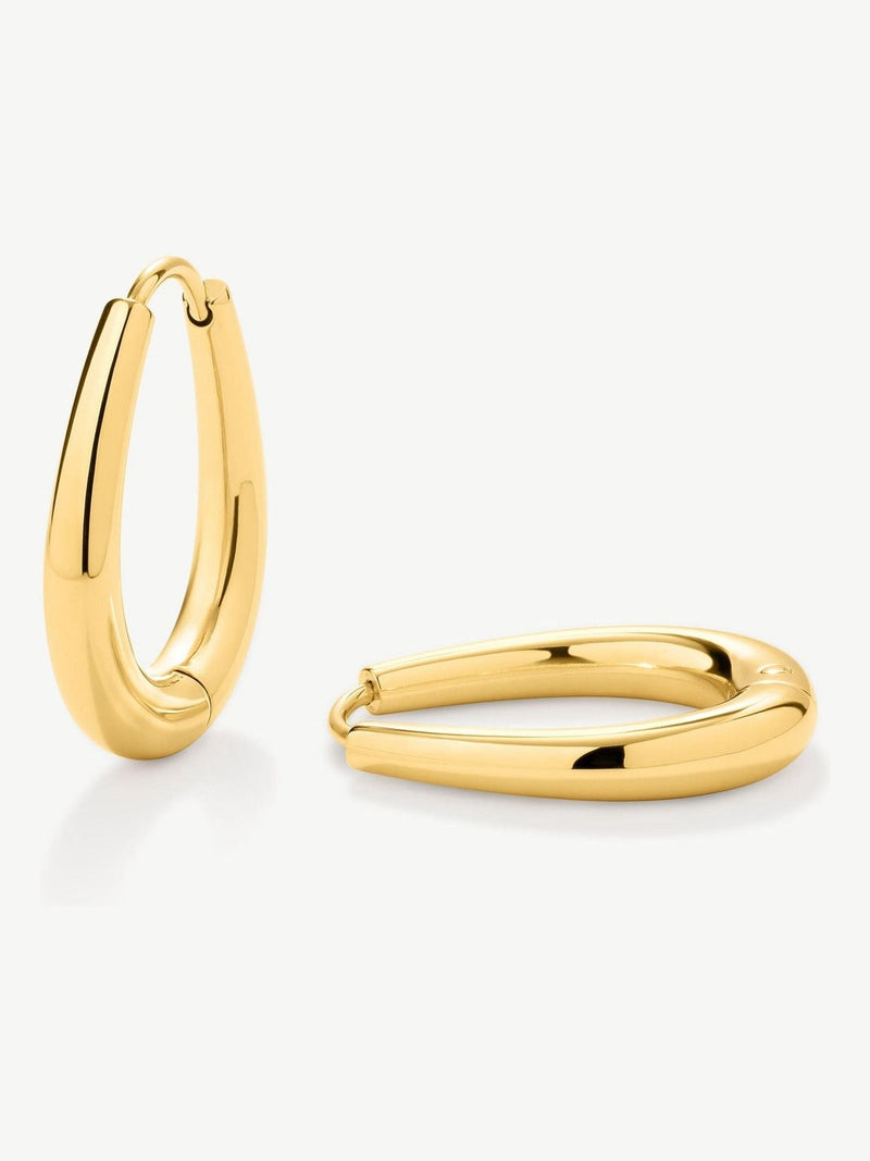 D.LOUISE silver tone waterproof tapered oval hoop earrings, UK version