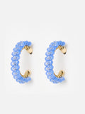Oliver Bonas blue beaded hoop earrings gold tone, imported from the UK