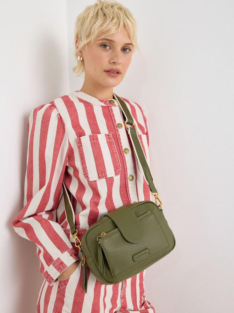 Oliver Bonas Charlee khaki green crossbody bag - British product
