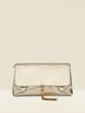 Sosandar gold metallic tassel clutch bag with chain strap, UK version
