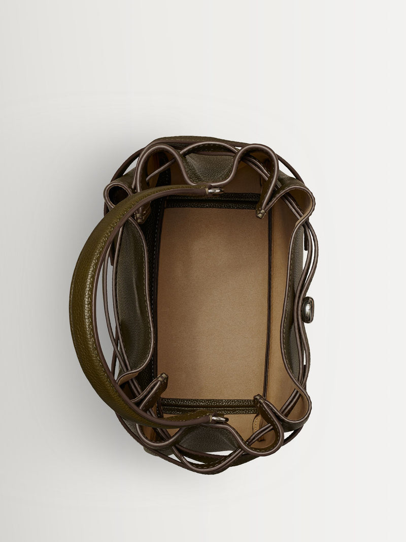 Tory Burch Green Romy Pebbled Bucket Bag