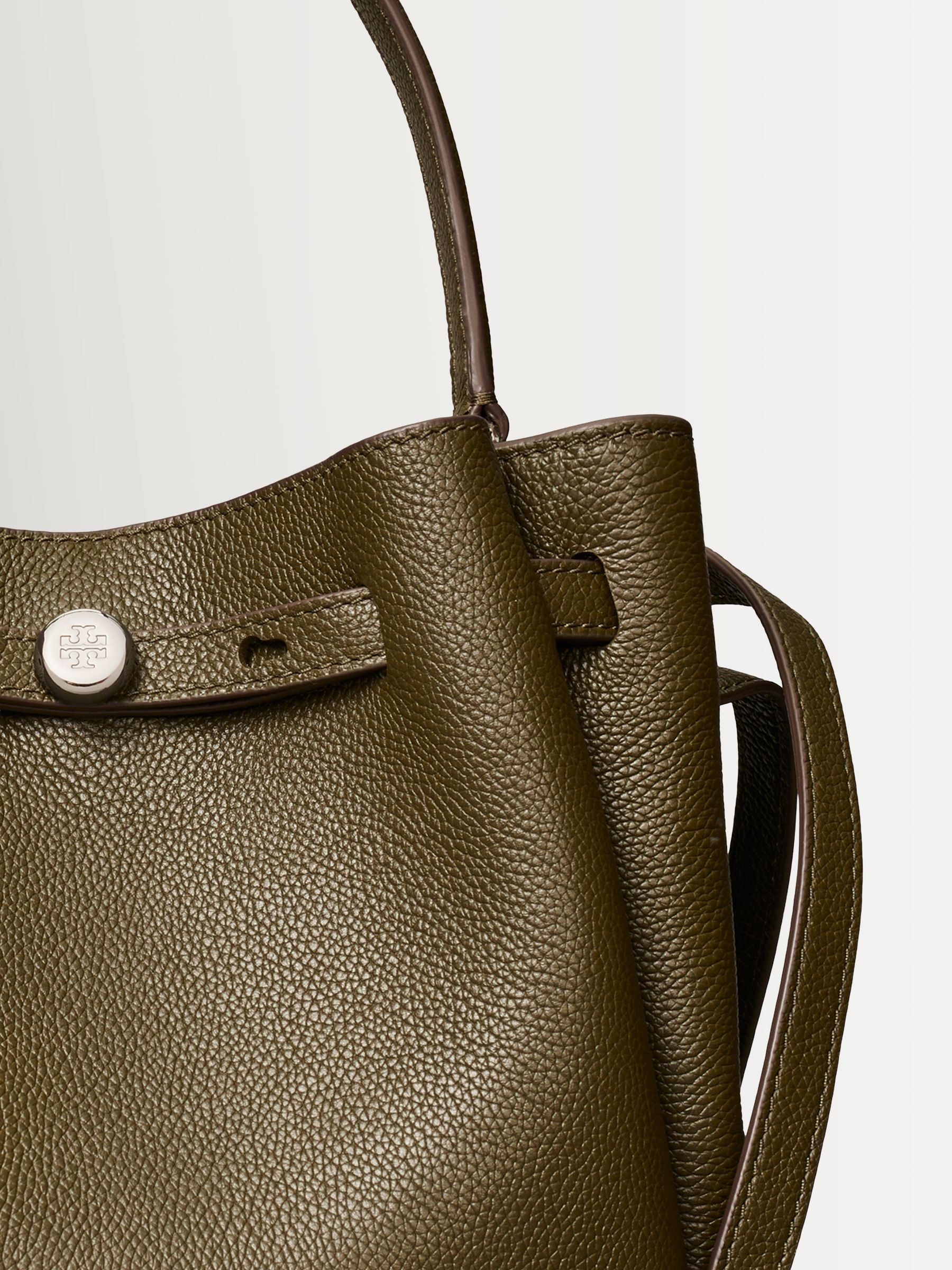 Tory Burch Green Romy Pebbled Bucket Bag