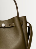 Tory Burch Green Romy Pebbled Bucket Bag