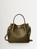 Tory Burch Green Romy Pebbled Bucket Bag