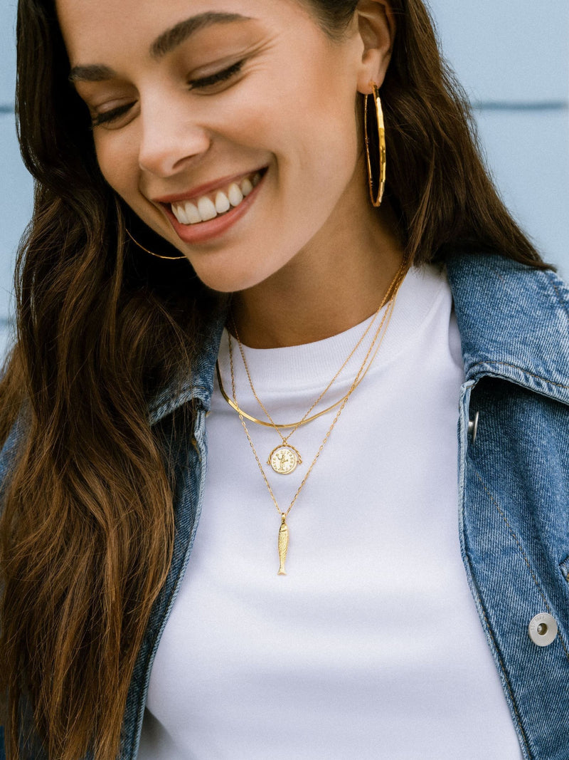 Orelia London gold tone textured fish charm necklace - British product