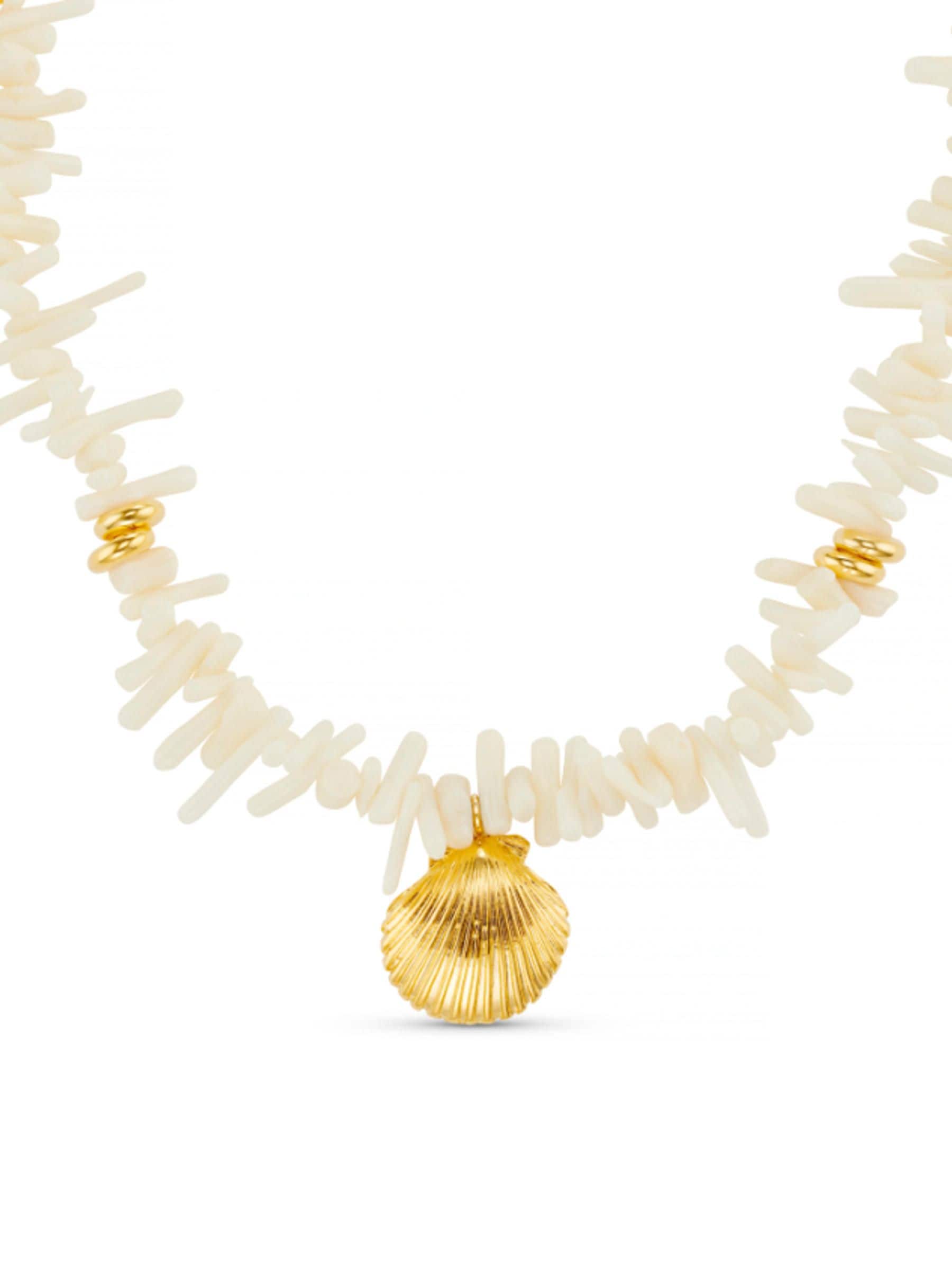 Orelia London gold tone cream coral chip and shell necklace, UK version
