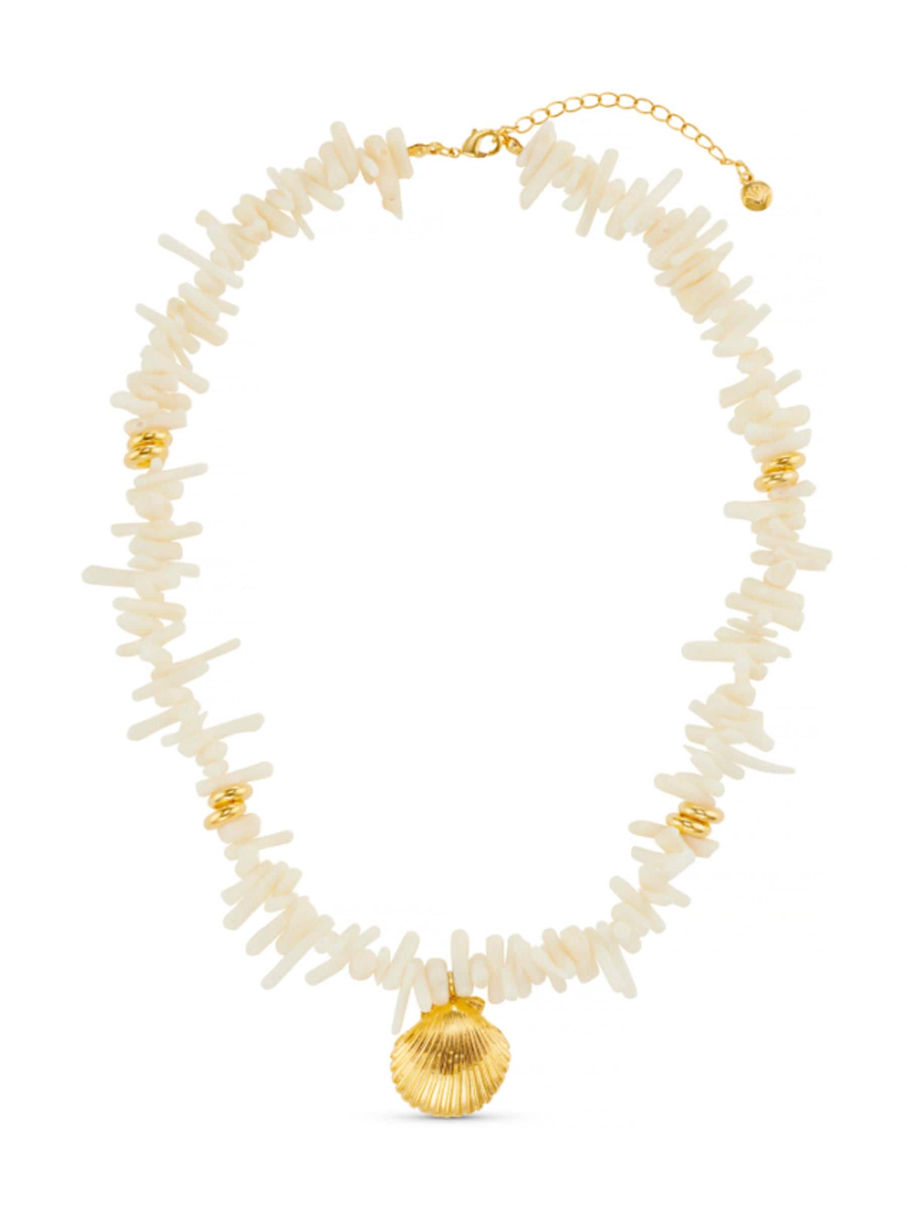 Orelia London gold tone cream coral chip and shell necklace, UK version