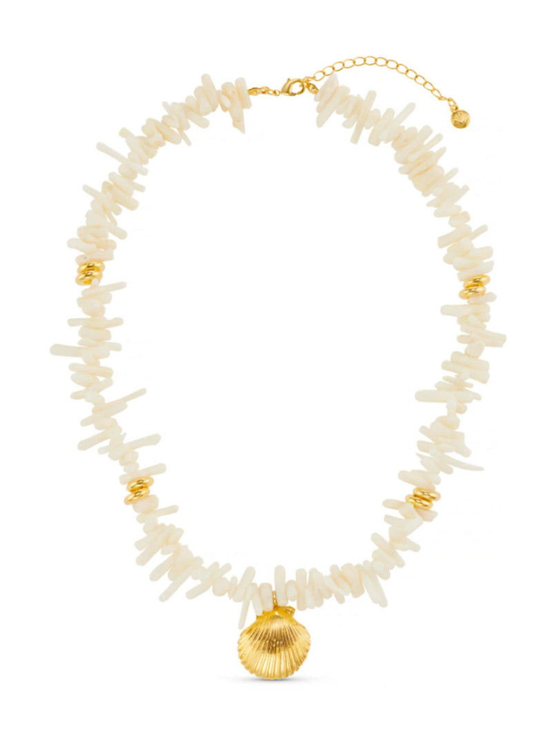 Orelia London gold tone cream coral chip and shell necklace, UK version