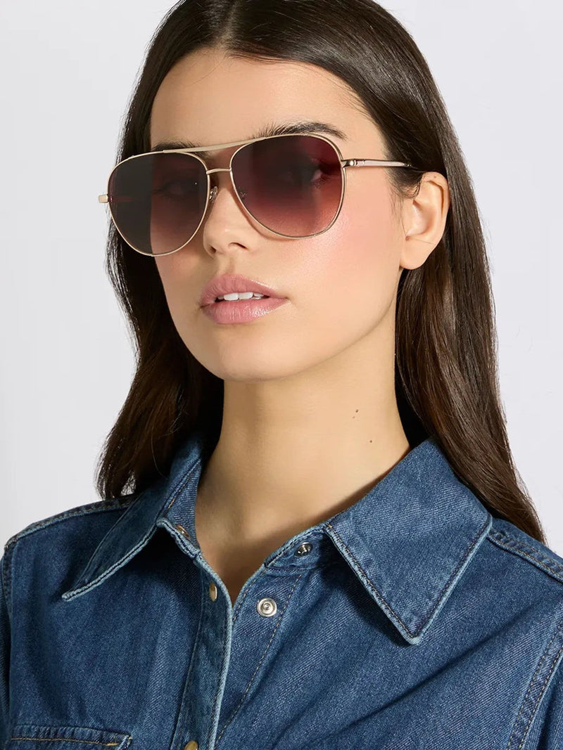 Dune London Grace aviator sunglasses gold metal frame (British brand)