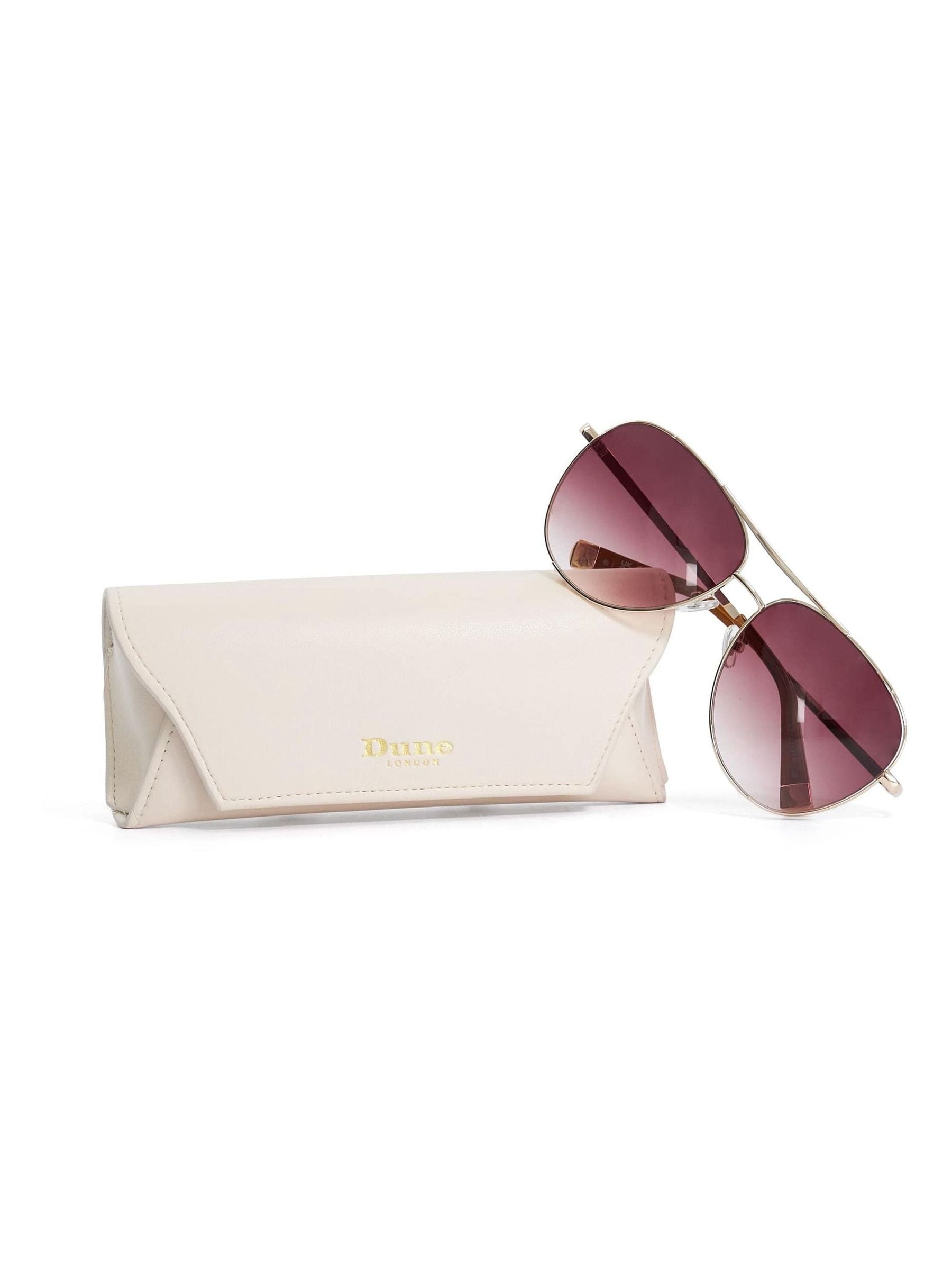 Dune London Grace aviator sunglasses gold metal frame (British brand)