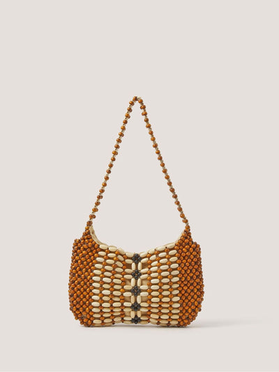 Next Monsoon Brown Mira Wooden Bead Shoulder Bag- Buy online at McGrocer