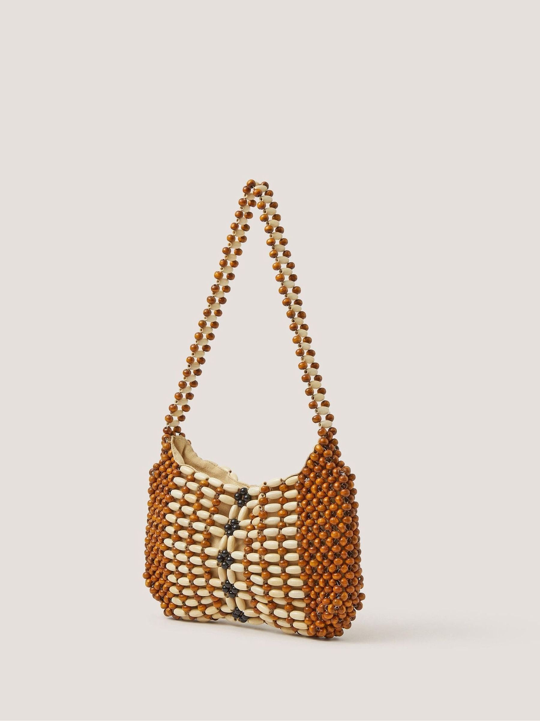 Monsoon brown wooden bead shoulder bag (British brand)