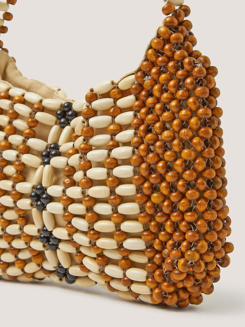 Monsoon brown wooden bead shoulder bag (British brand)