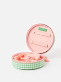 Oliver Bonas green gingham round jewellery box - British product