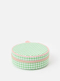 Oliver Bonas green gingham round jewellery box - British product