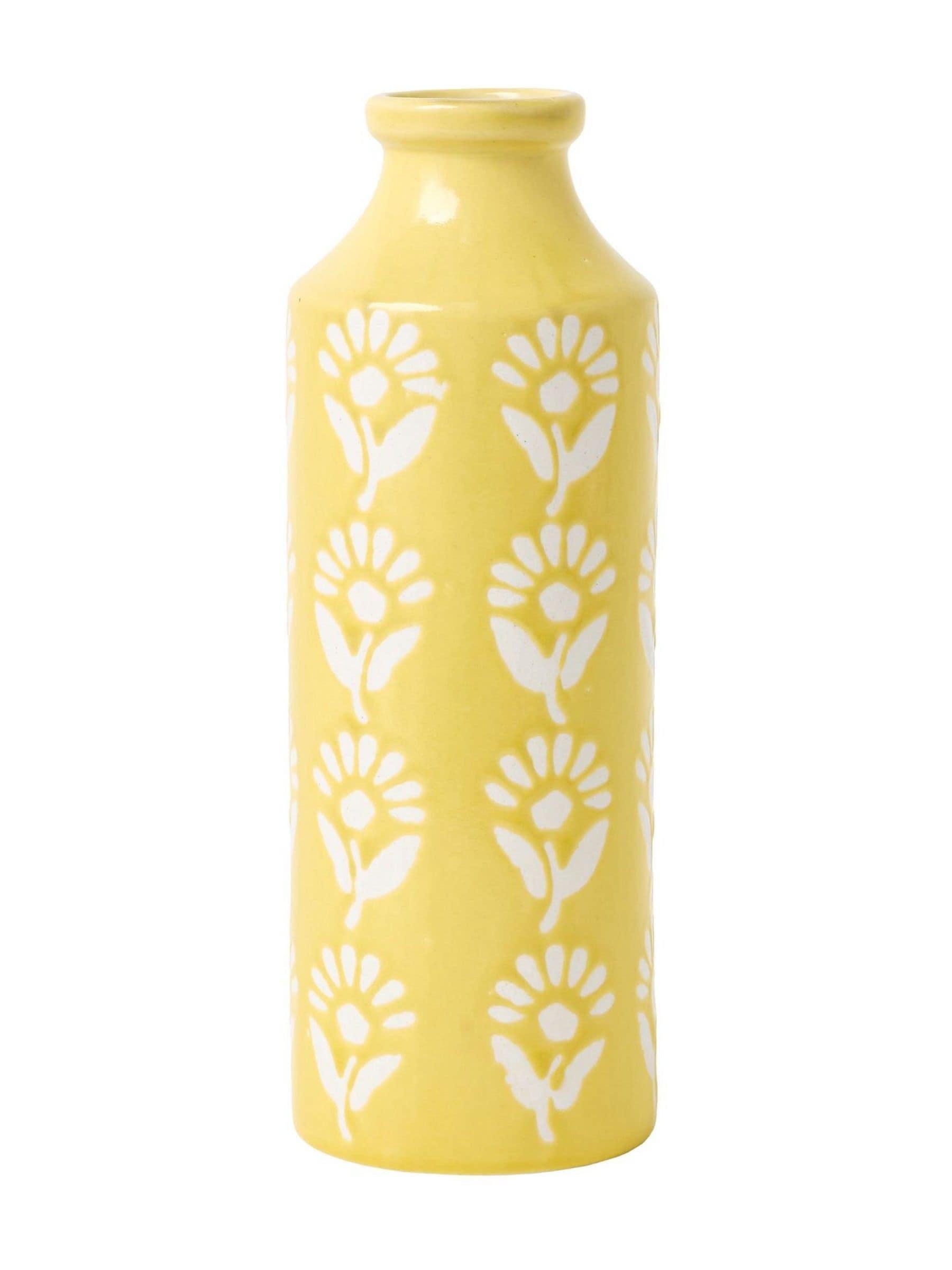 Oliver Bonas Yellow Fleur ceramic vase 25cm, UK version