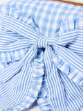 Oliver Bonas blue gingham bow wash bag (British brand)