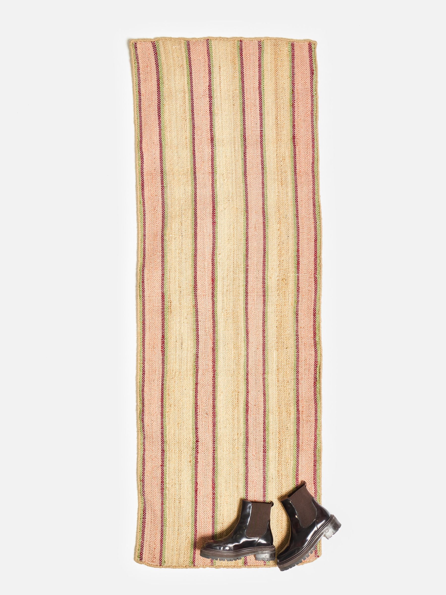 Oliver Bonas pink striped jute runner rug, UK version
