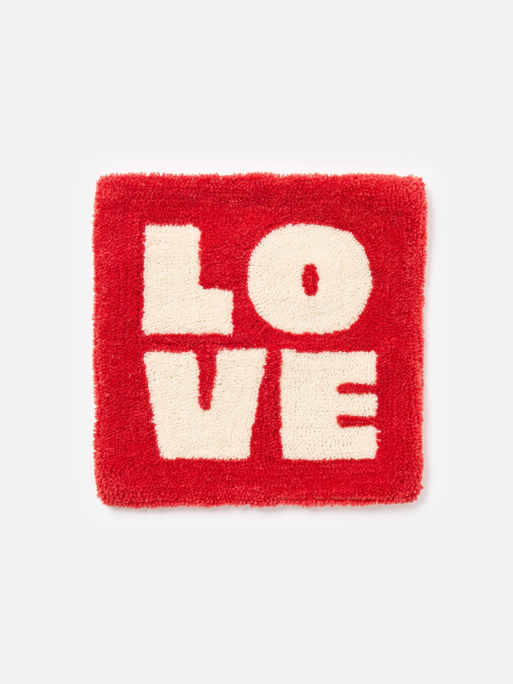 Oliver Bonas red love tufted cushion cover 45x45cm, UK version