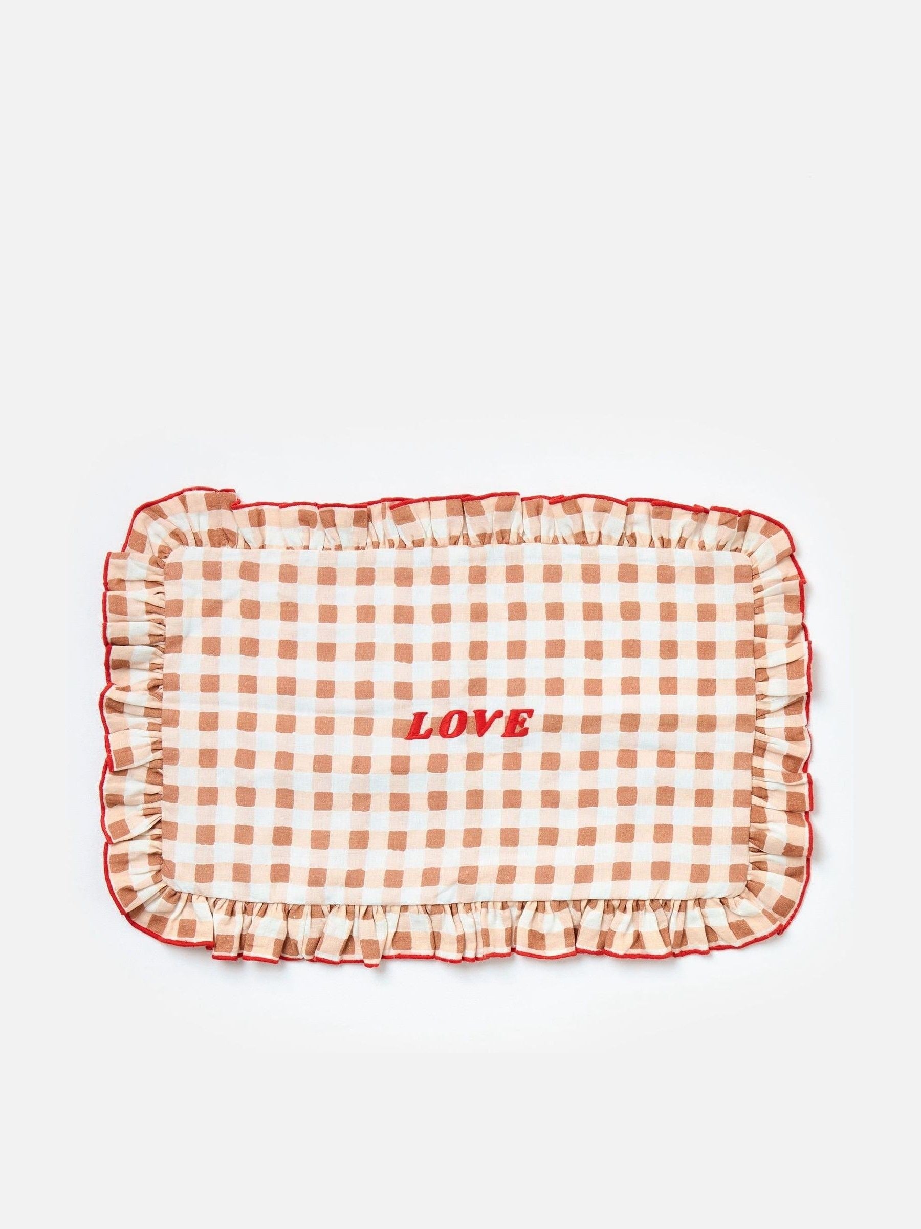 Oliver Bonas Love Gingham cushion cover 50x30cm, imported from the UK