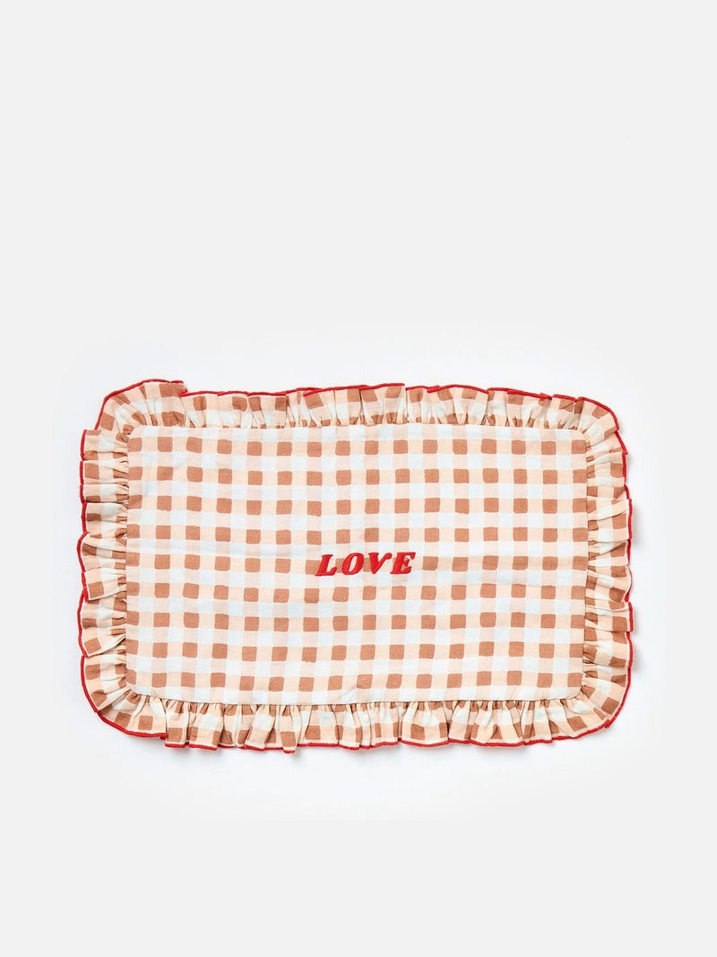 Oliver Bonas Love Gingham cushion cover 50x30cm, imported from the UK