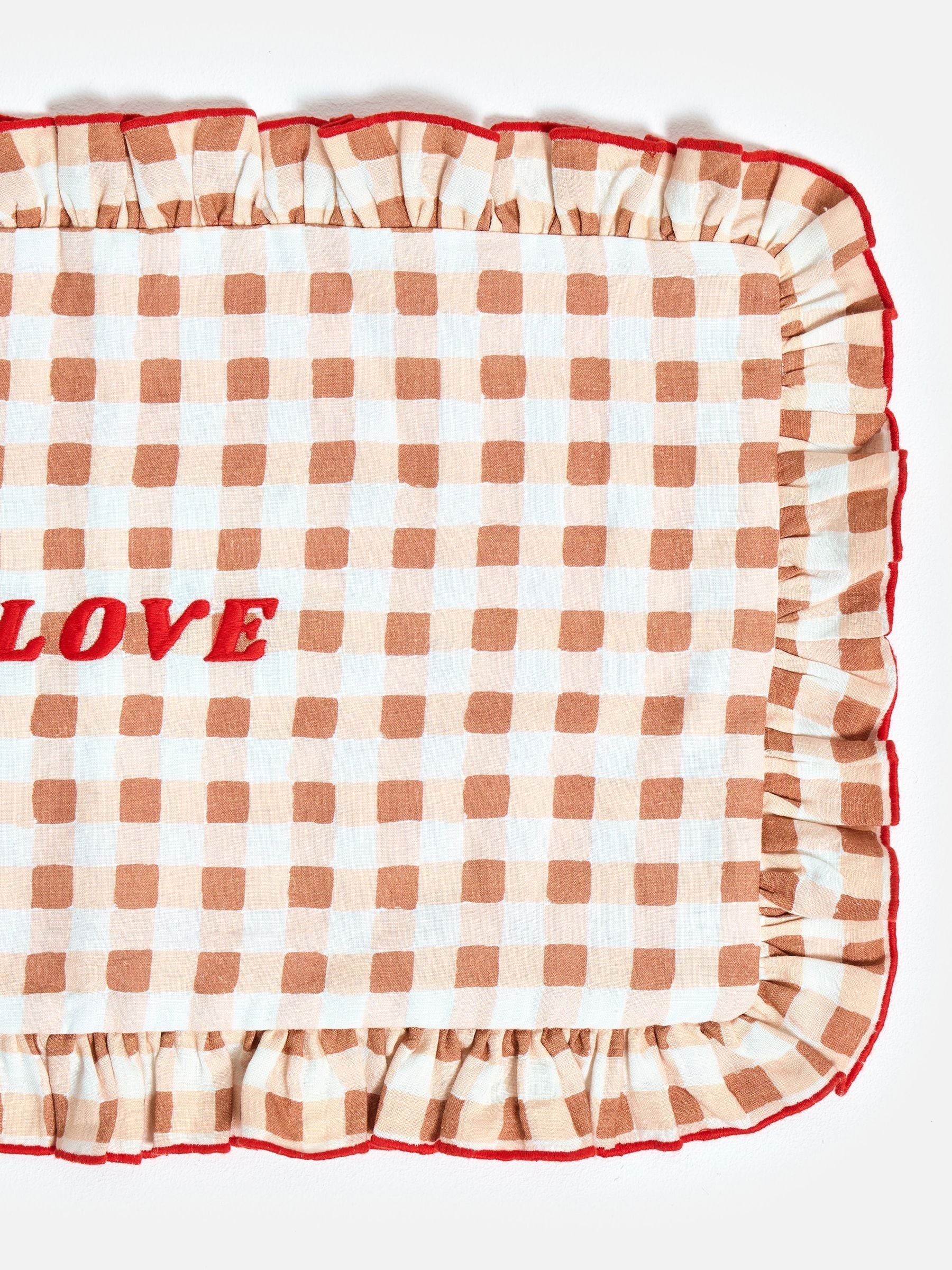 Oliver Bonas Love Gingham cushion cover 50x30cm, imported from the UK