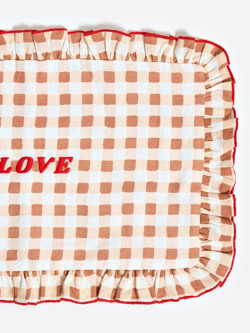 Oliver Bonas Love Gingham cushion cover 50x30cm, imported from the UK