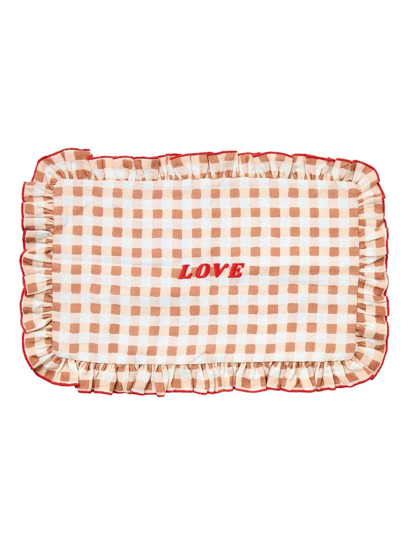 Oliver Bonas Love Gingham cushion cover 50x30cm, imported from the UK