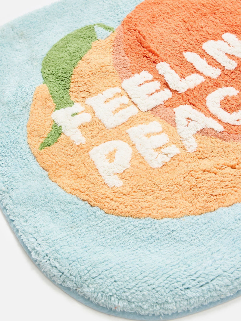 Oliver Bonas blue peach motif bath mat 60cm - British product