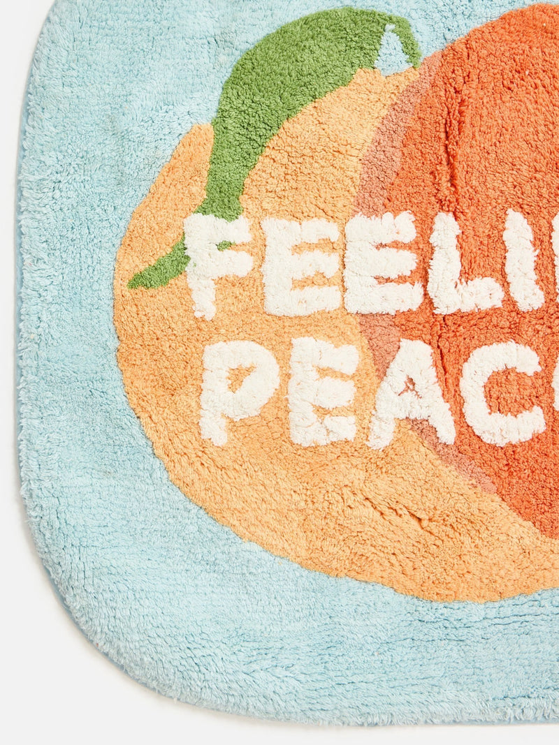 Oliver Bonas blue peach motif bath mat 60cm - British product