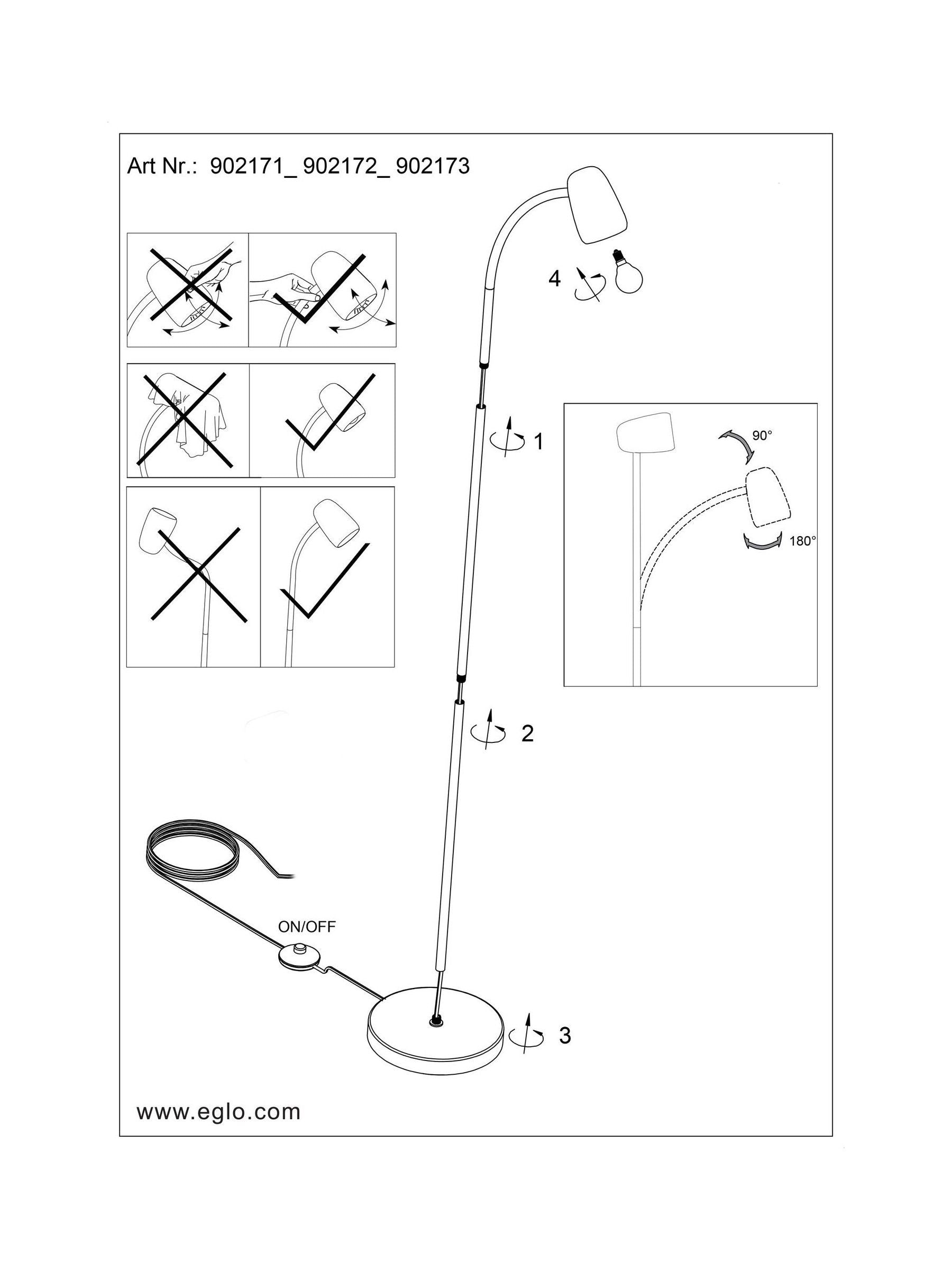 Eglo Black Carlo steel floor lamp, UK version